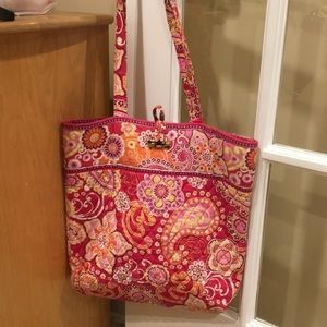 vintage Vera Bradley retired color Raspberry fizz quilted cotton tote bag